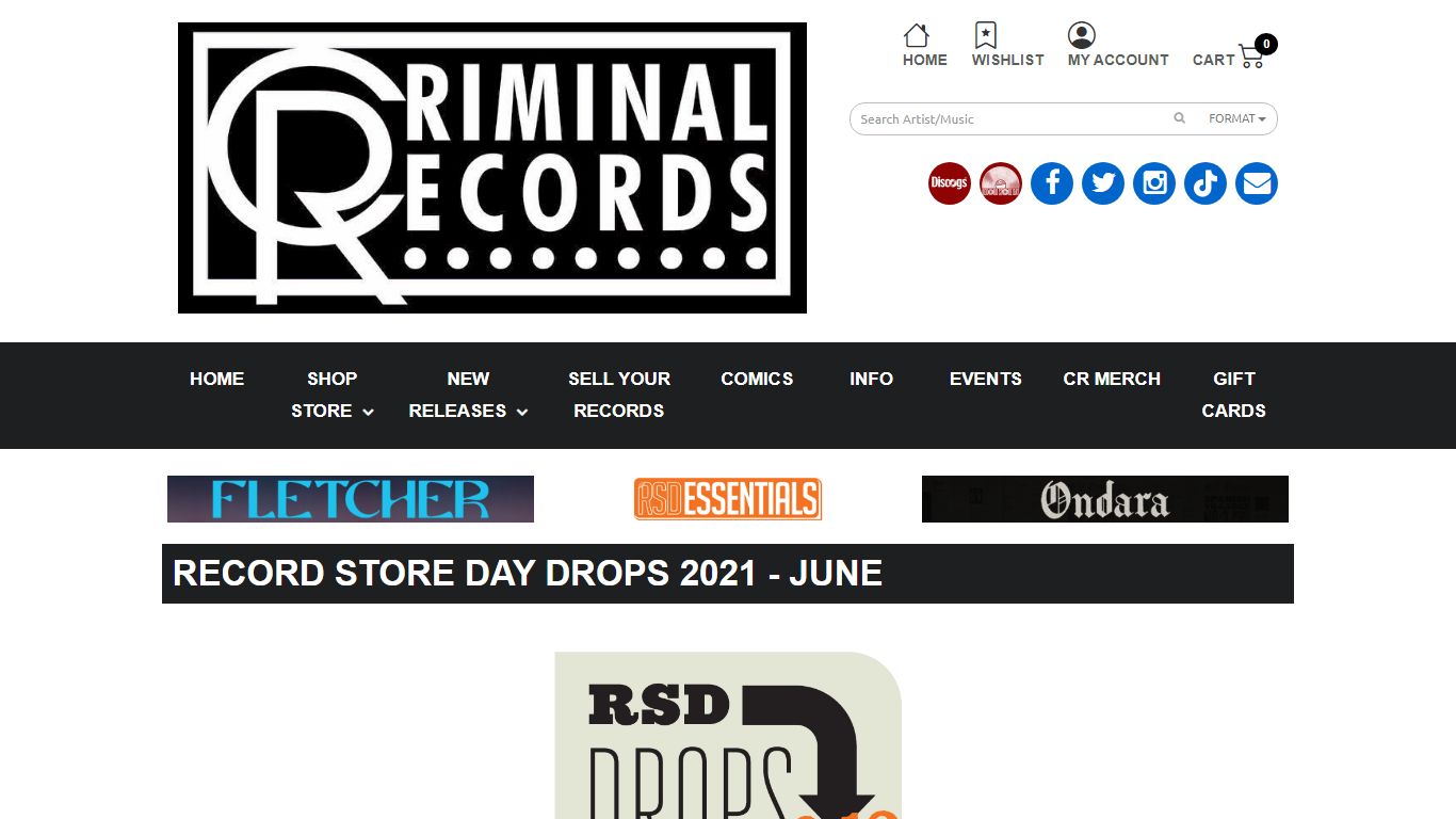 Record Store Day Drops 2021 - June | criminalatl